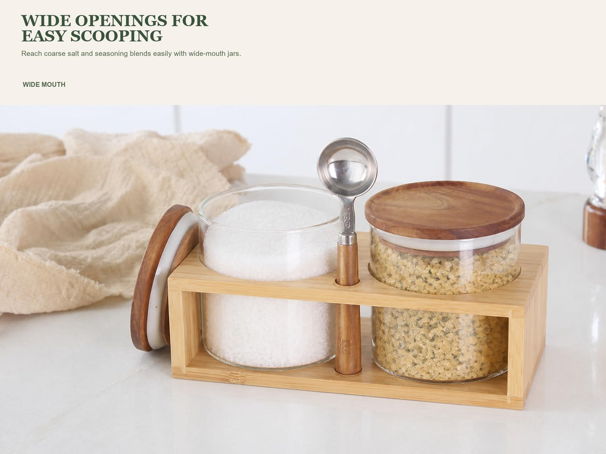 18 oz Glass Seasoning Jars with Wood Lids
