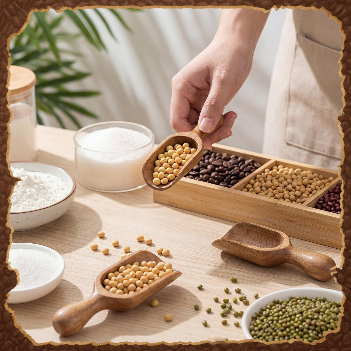 8 Pcs Wooden Scoops for Canisters Acacia Wooden Scoop for Jars Mini Measuring Spoons for Ground Beans or Tea (8 Count)