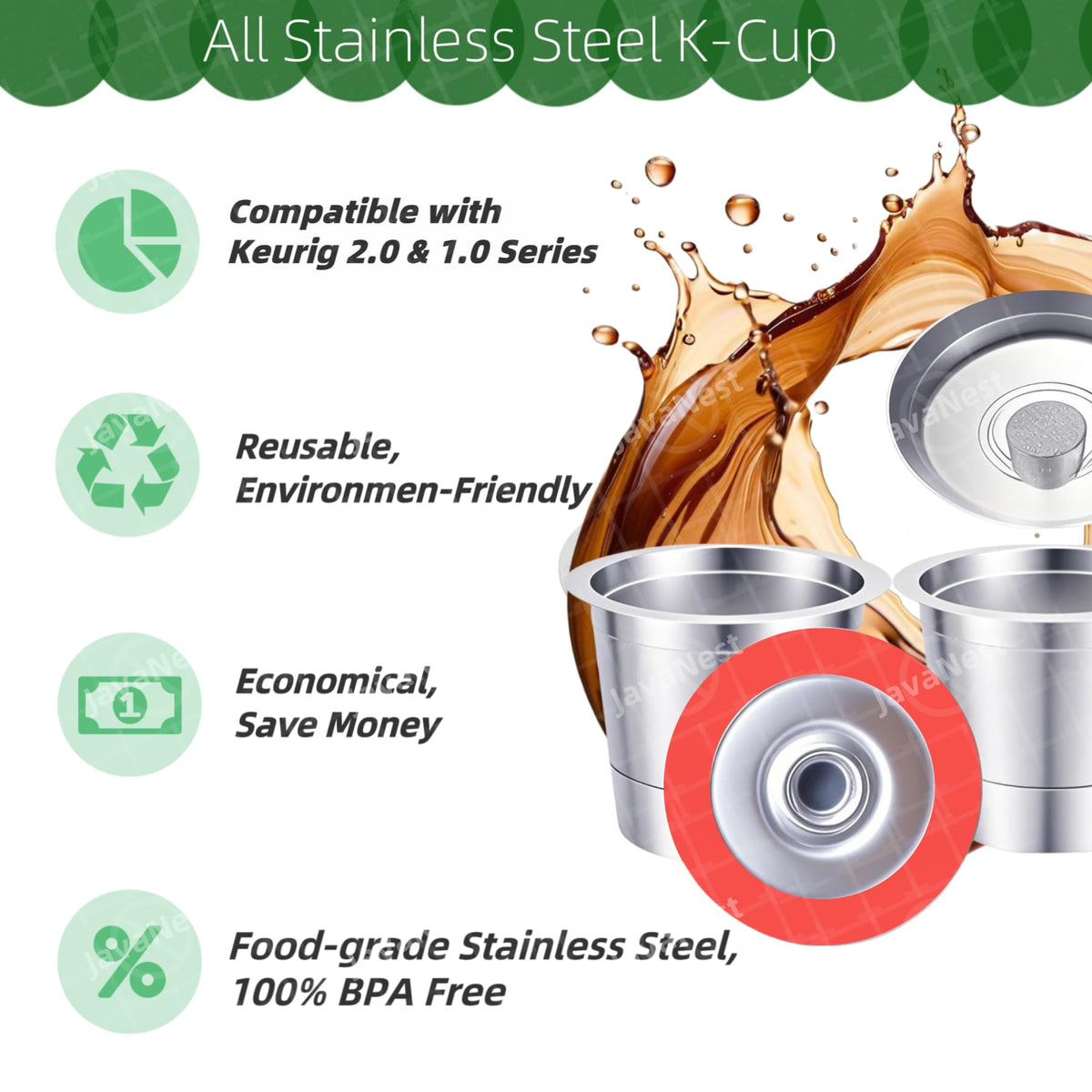 6 Pack Reusable K Cups for Keurig 2.0 & 1.0 (6 Count)