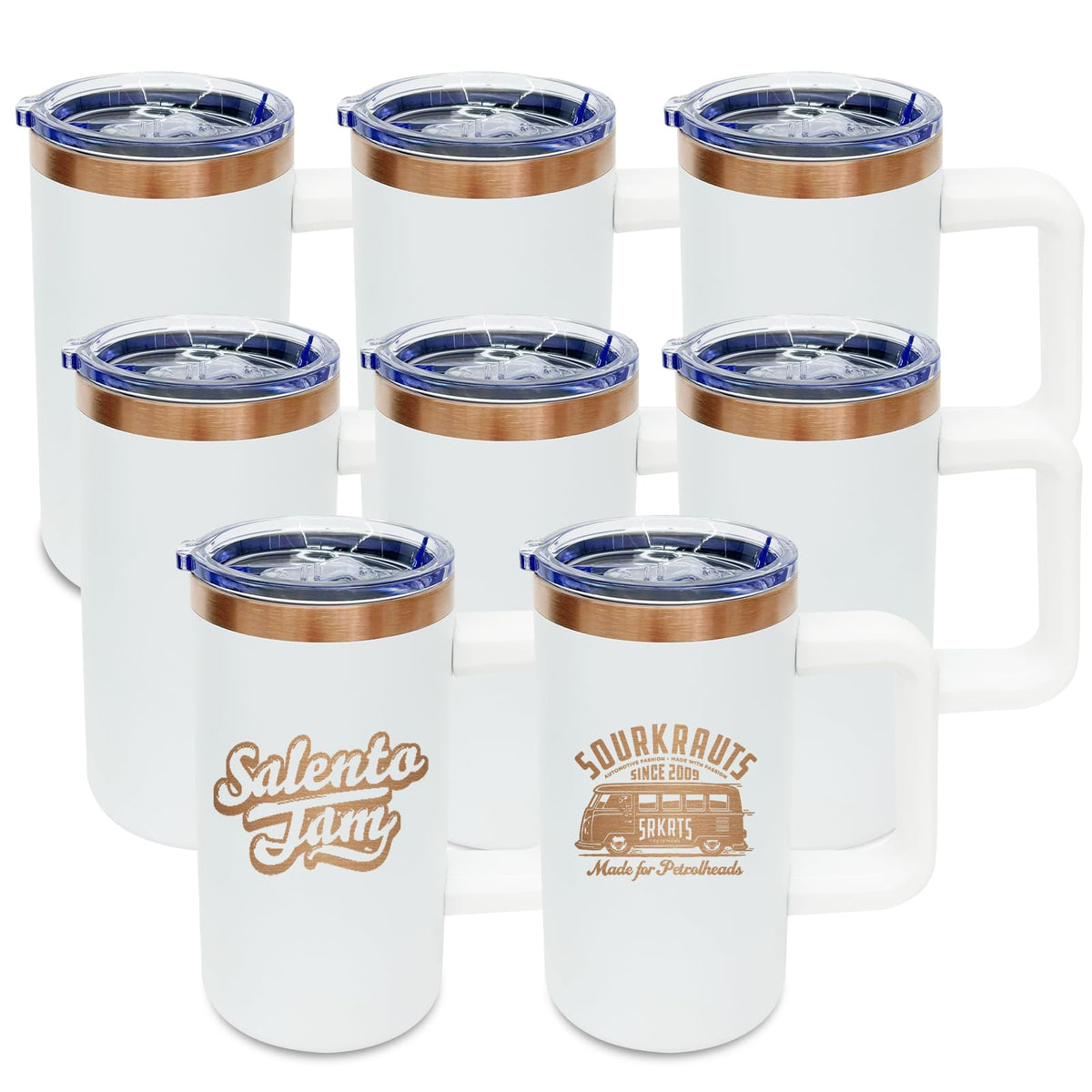 22oz Insulated Coffee Mug Bulk with Handle and Lid White (8 Count)