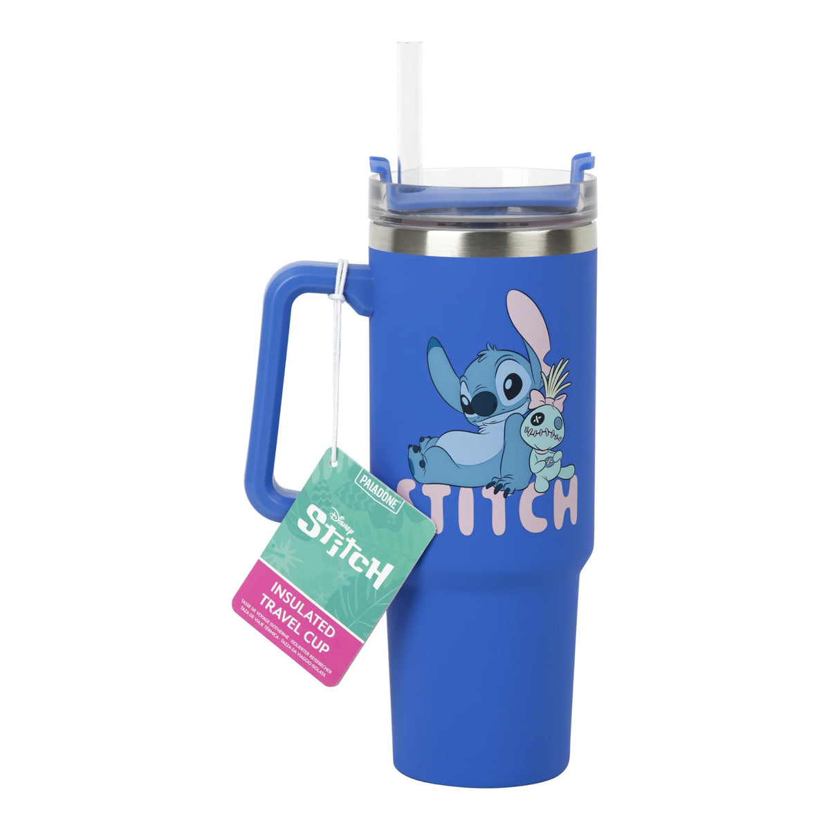 Disney Stitch 900 ml Blue Insulated Travel Cup and Straw