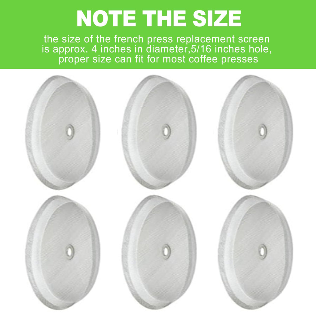 6 Pack Universal French Press Replacement Filter Screen 4 Inch Stainless Steel Mesh for 34 Oz 1000ml 8 Cup Coffee Press Tea Makers Durable Fine Mesh Filter Accessories for Brewing (6 Count)