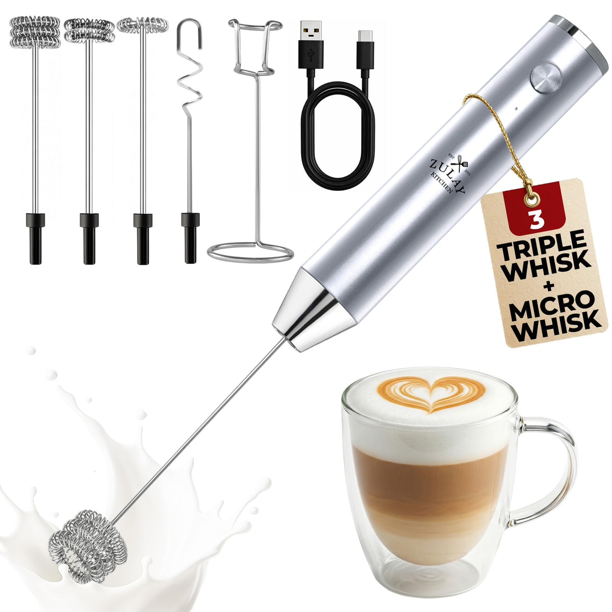 Rechargeable Milk Frother Handheld
