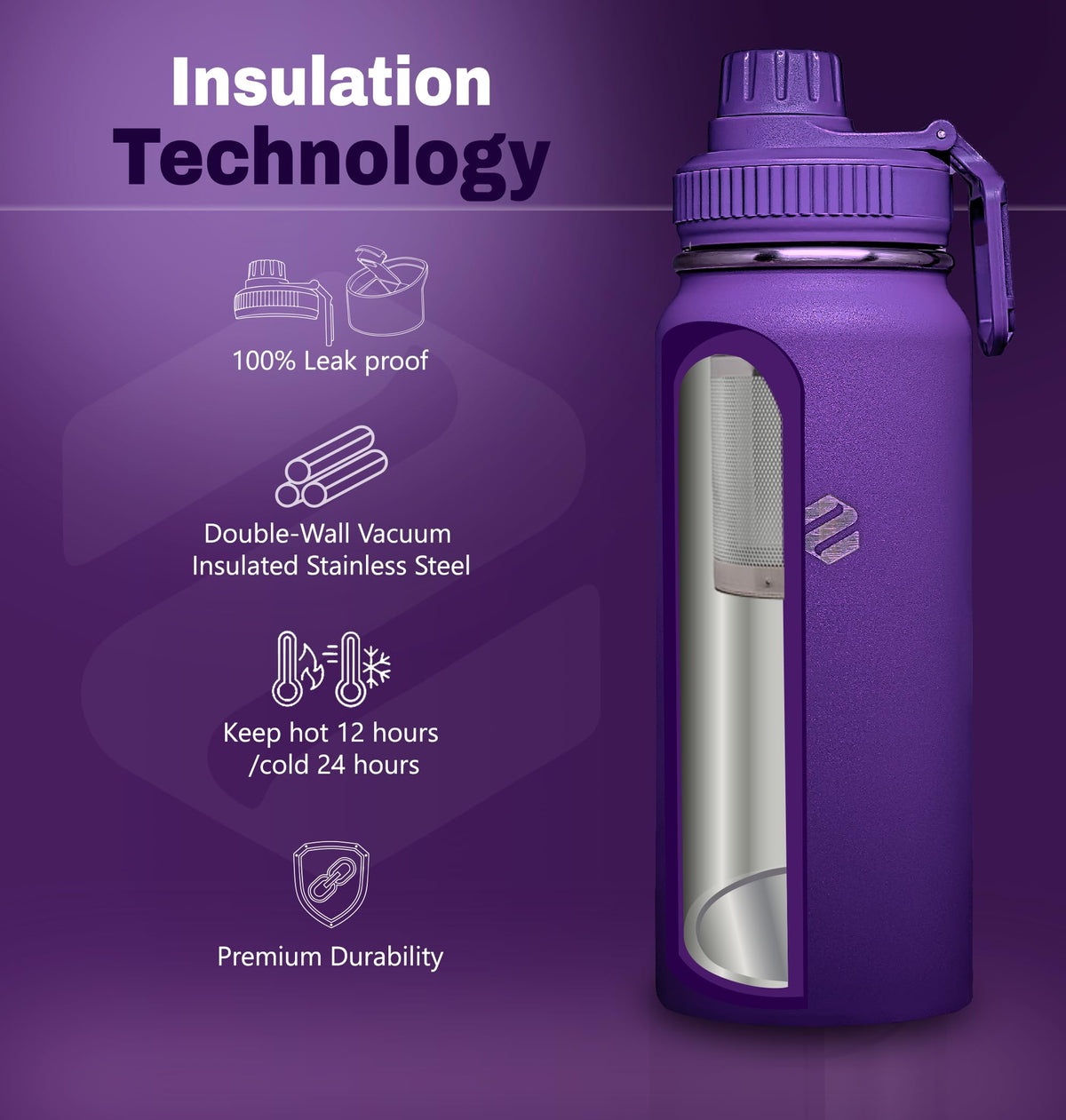 Tea Infuser Bottle Stainless Steel 20oz Insulated Loose Leaf Tea Travel Mug Leakproof BPA Free Reusable Water Bottle Double Wall Insulated Tea Tumbler with Two Lids for Hot and Cold Drinks