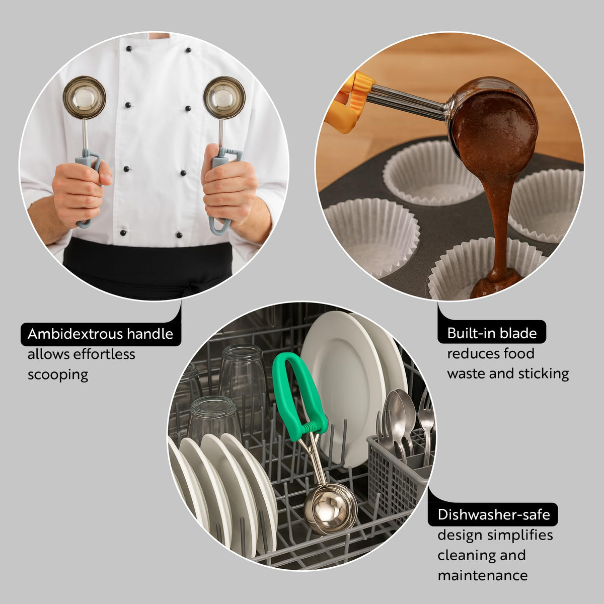 Comfy Grip 4 Ounce Gelato Scoop 1 Ambidextrous Ice Cream Scoop