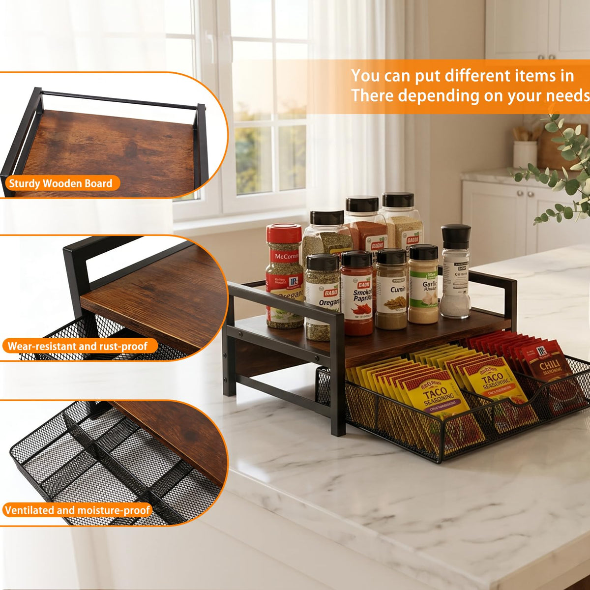 Tea Bag Organizer with 6 Compartments