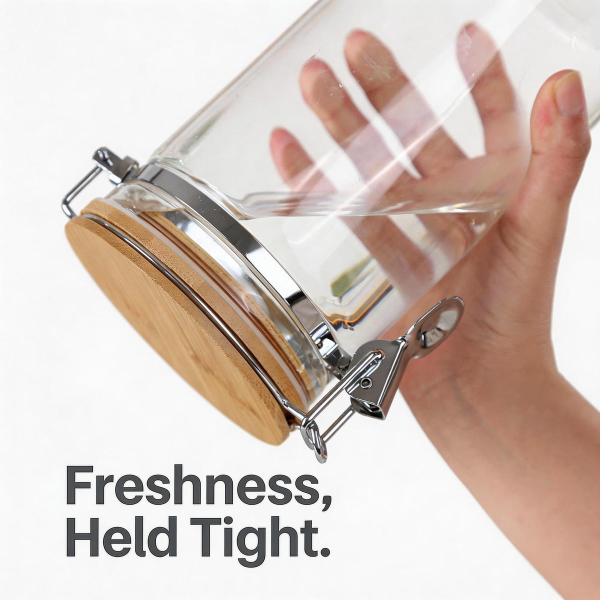 KKC Glass Tea Canister with Bamboo Lids & Spoon