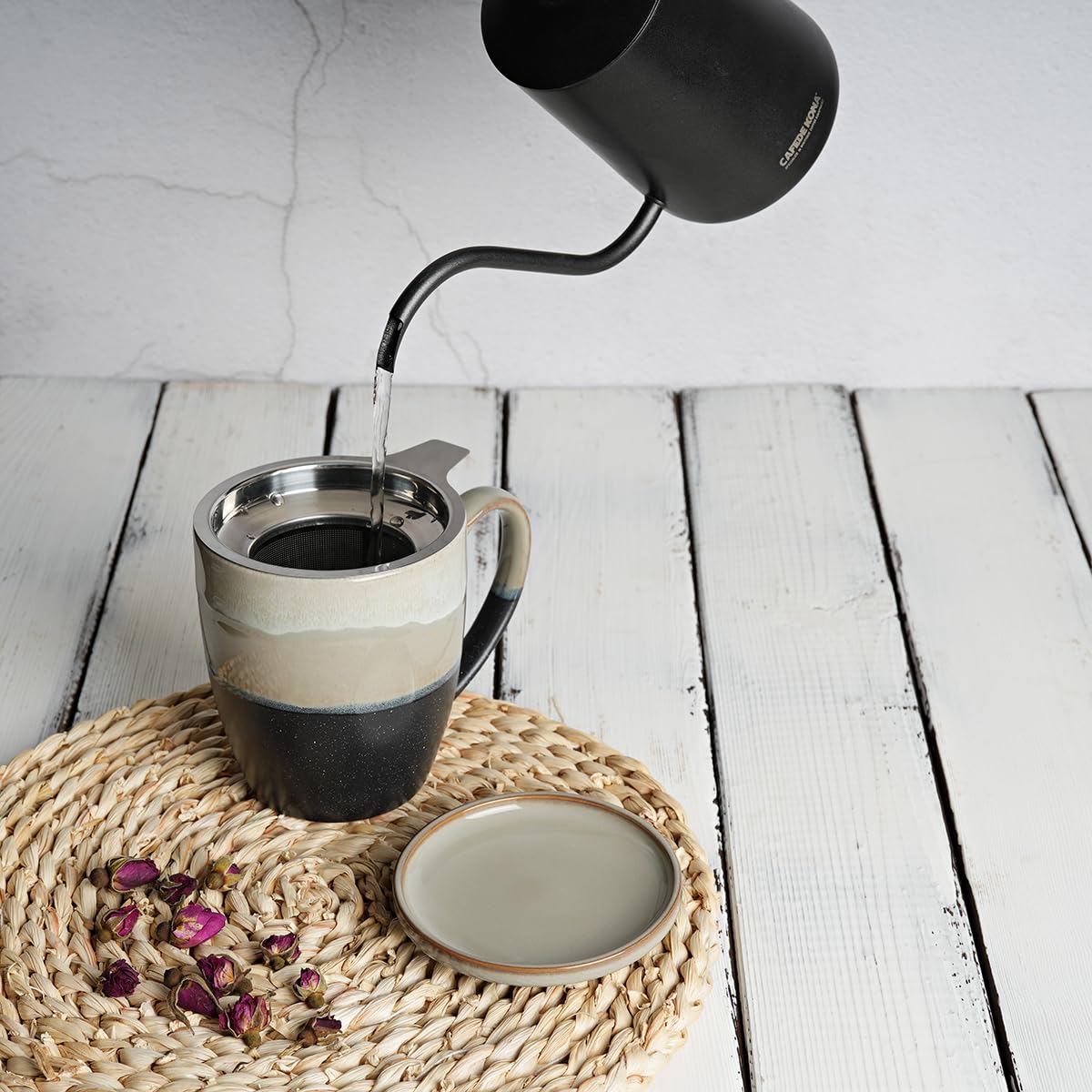 Ceramic Tea Cup with Infuser and Lid