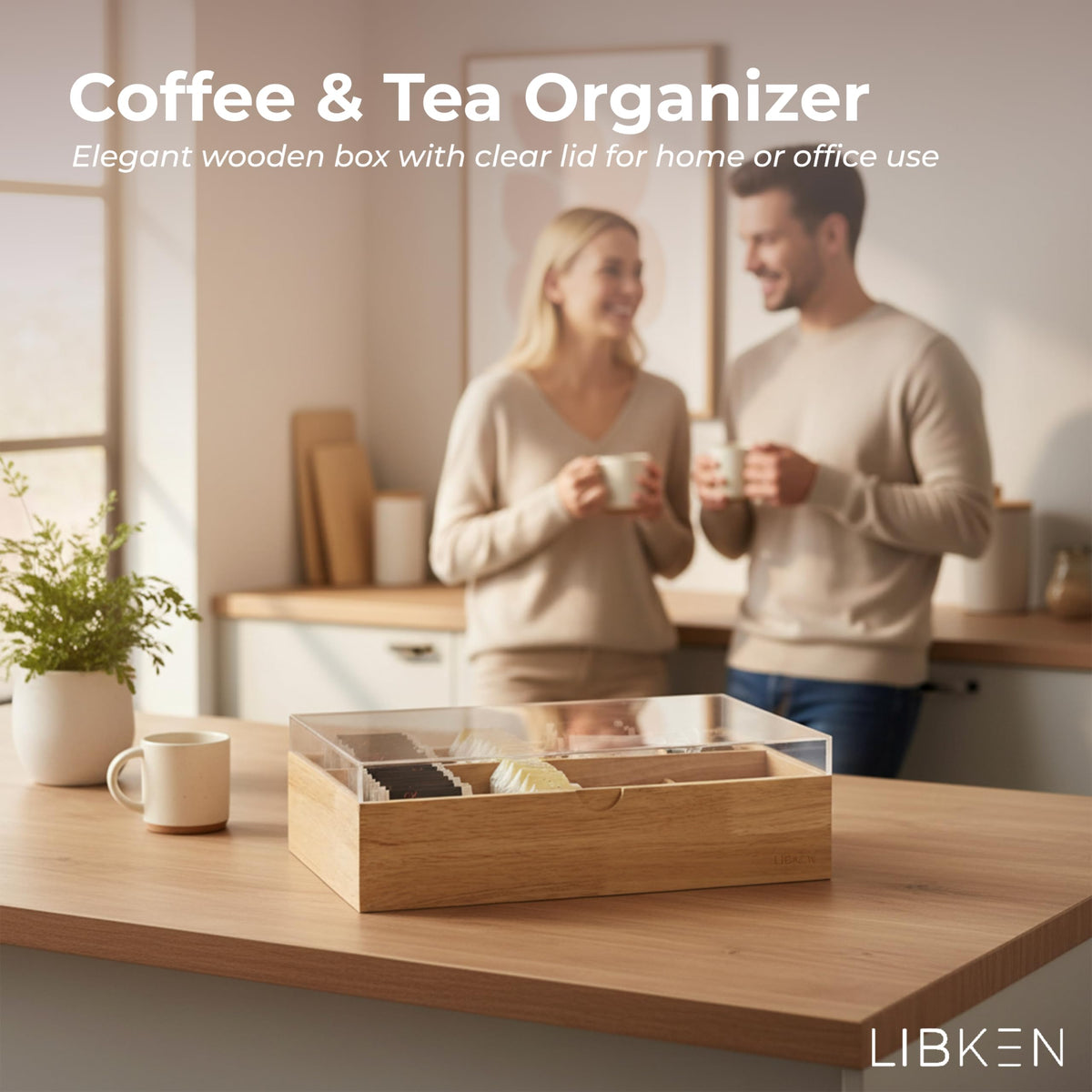 Wooden Tea Bag Organizer Box