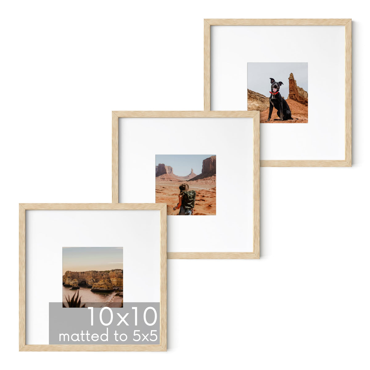 Beige Oak Wood 10x10 Picture Frames (3 Count)
