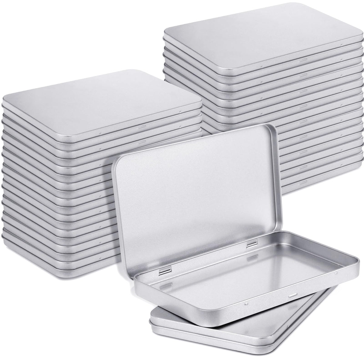 40 Pack Metal Tin Boxes with Hinged Lids (40 Count)