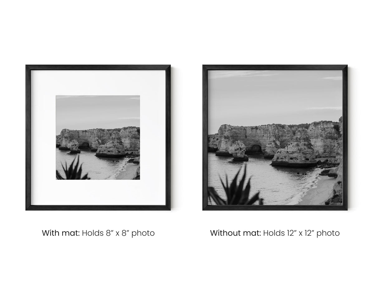 12x12 Black Metal Picture Frames Matted to 8x8 (9 Count)