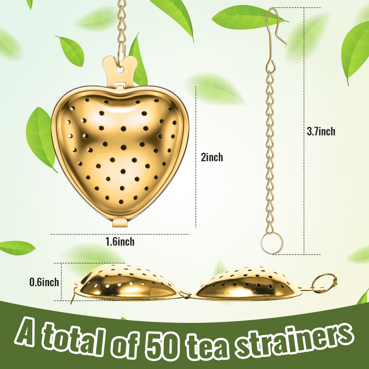 25 Pcs Heart Tea Strainer Stainless Steel Ball Infuser Loose Leaf Steeper Interval Diffuser Mesh Filters with Extended Chain Hook for Cup Bottle Tea Party Wedding Bridal Shower (25 Count)