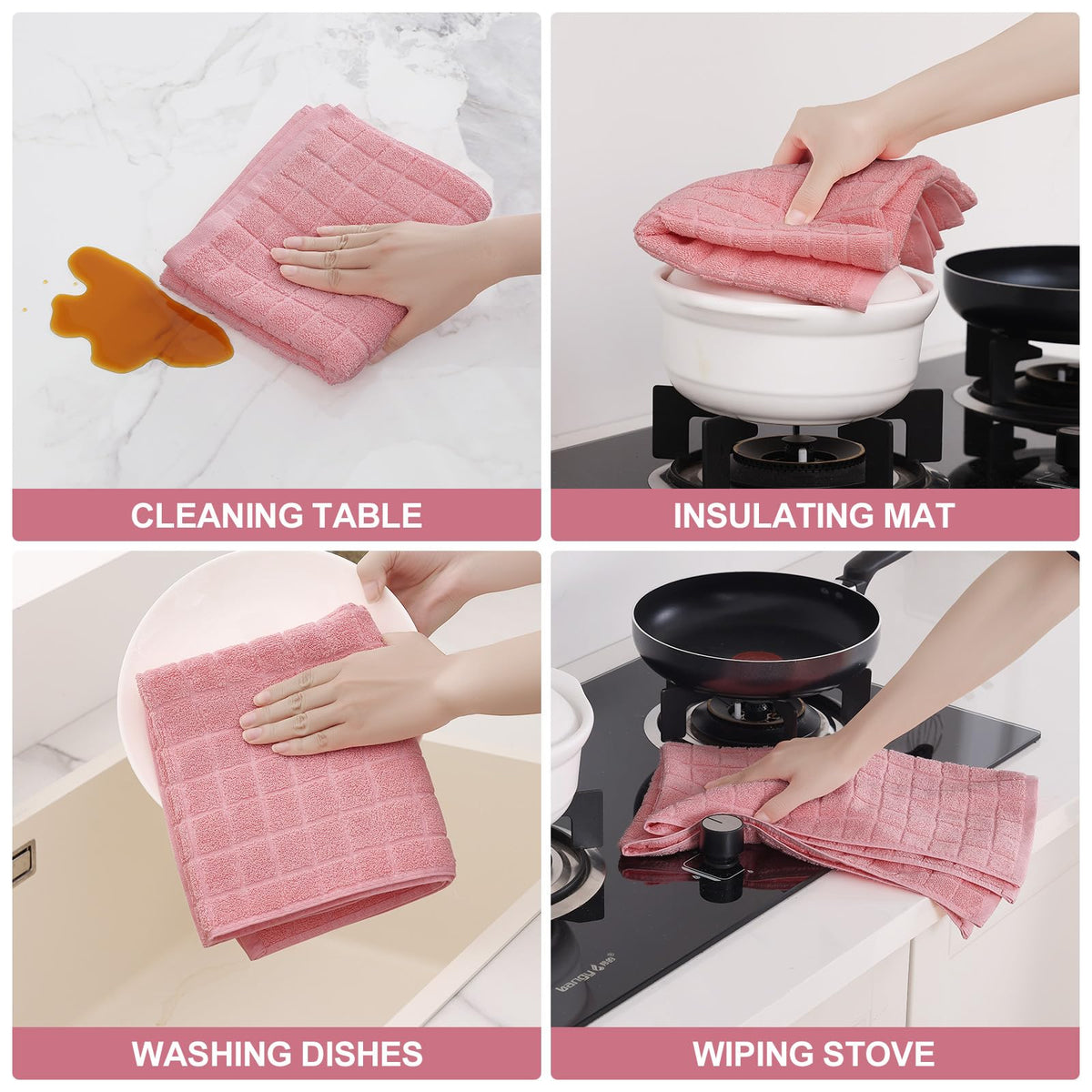 Large Premium Cotton Kitchen Towels 16"x 28" (12 Count)