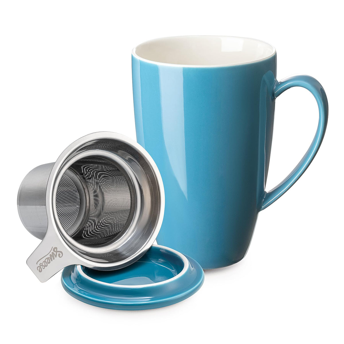 15 OZ Porcelain Tea Mug with Infuser and Lid
