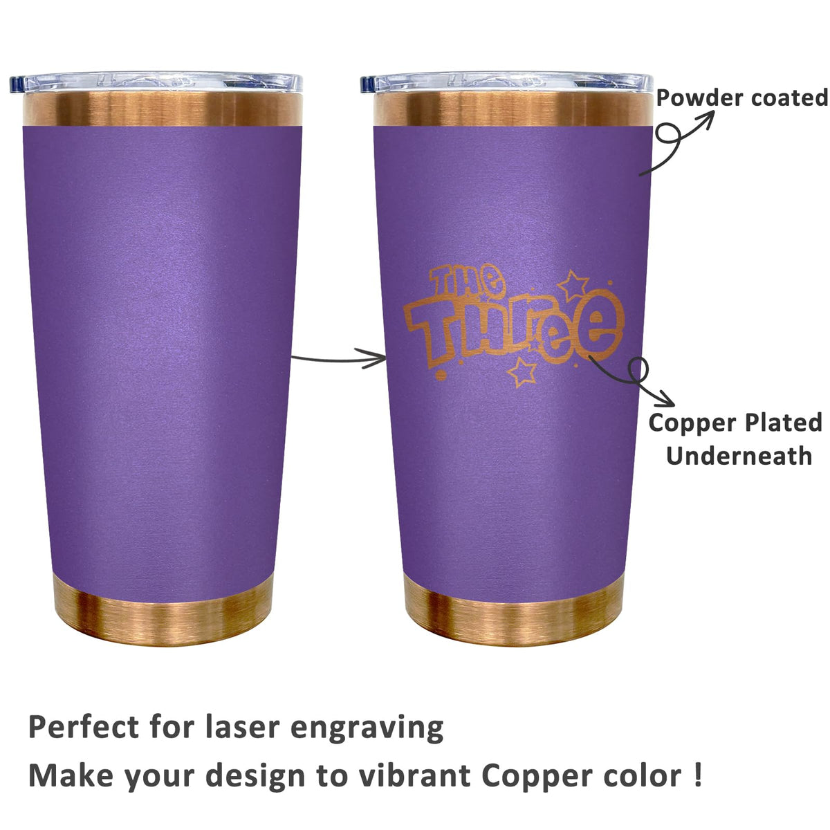 20 oz Insulated Tumbler With Lid and Straw Purple