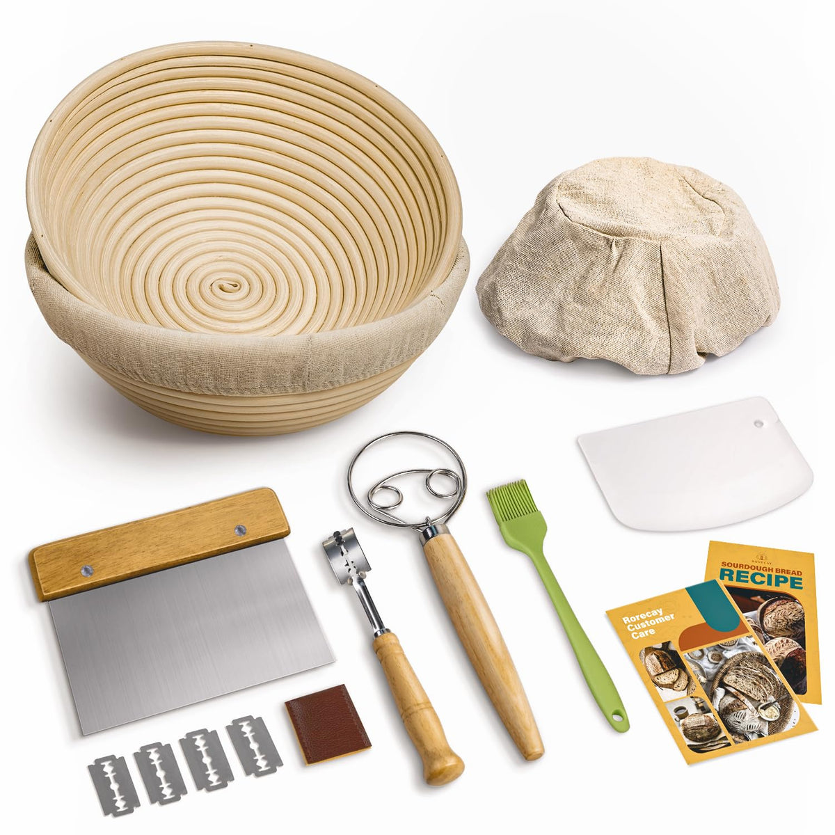 Sourdough Starter Kit with 2 Round Banneton Bread Proofing Baskets (2 Count)