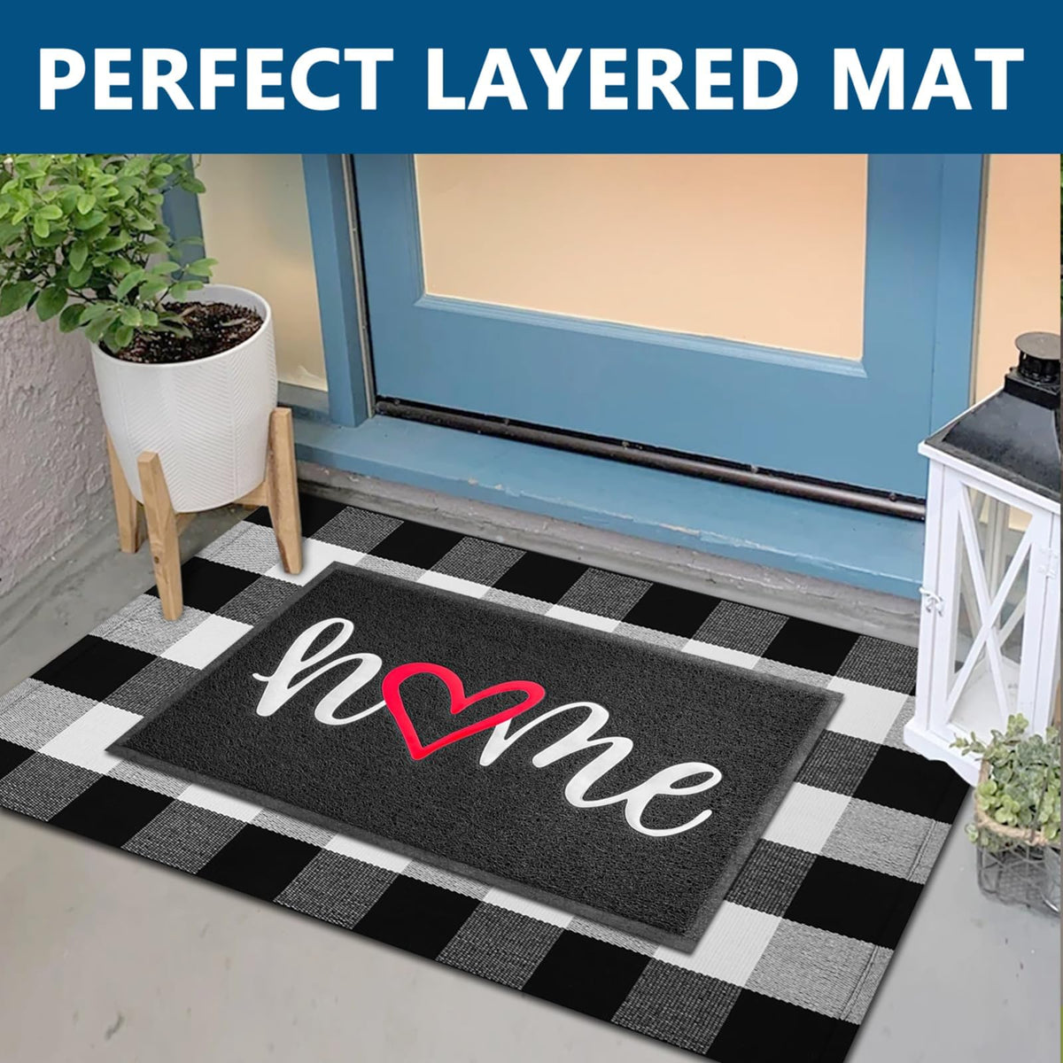 Door Mat 3 Pack Outside Inside Home Doormat 30"x17.5" Durable Floor Mat Non Slip Rug Ultra Absorb Mud Easy Clean Front Doormat for Garage (1575 Count)