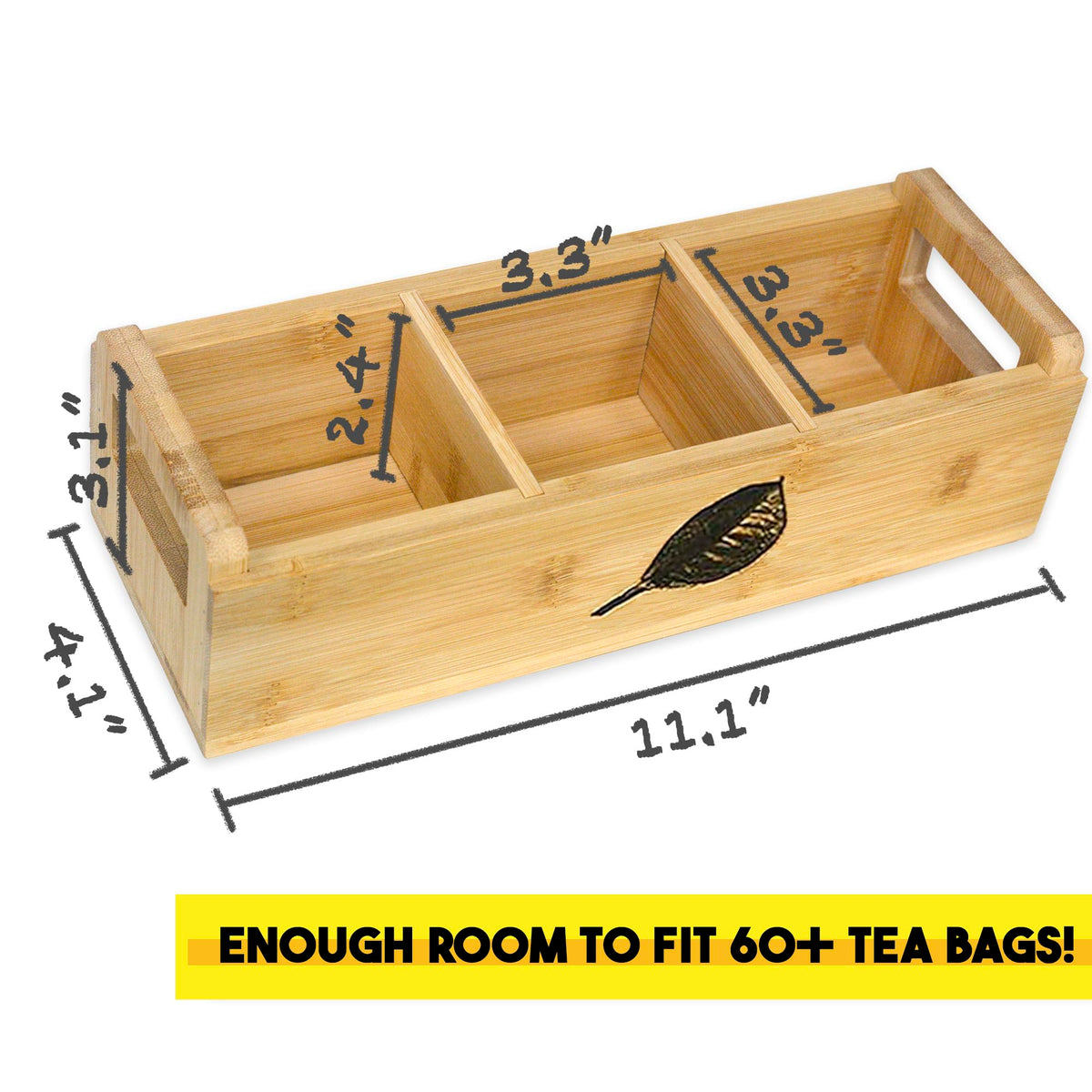 Bamboo Tea Organizer Box Chemical Free Eco