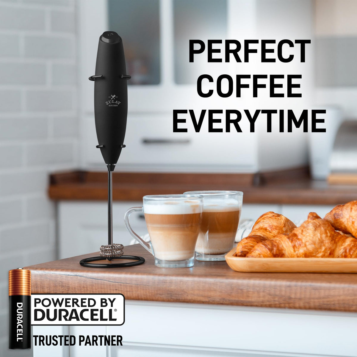 Powerful Milk Frother Wand With Duracell Batteries