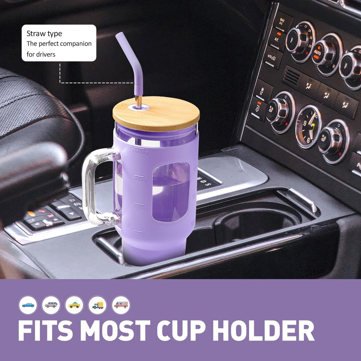Glass Tumbler with Straw and Lid