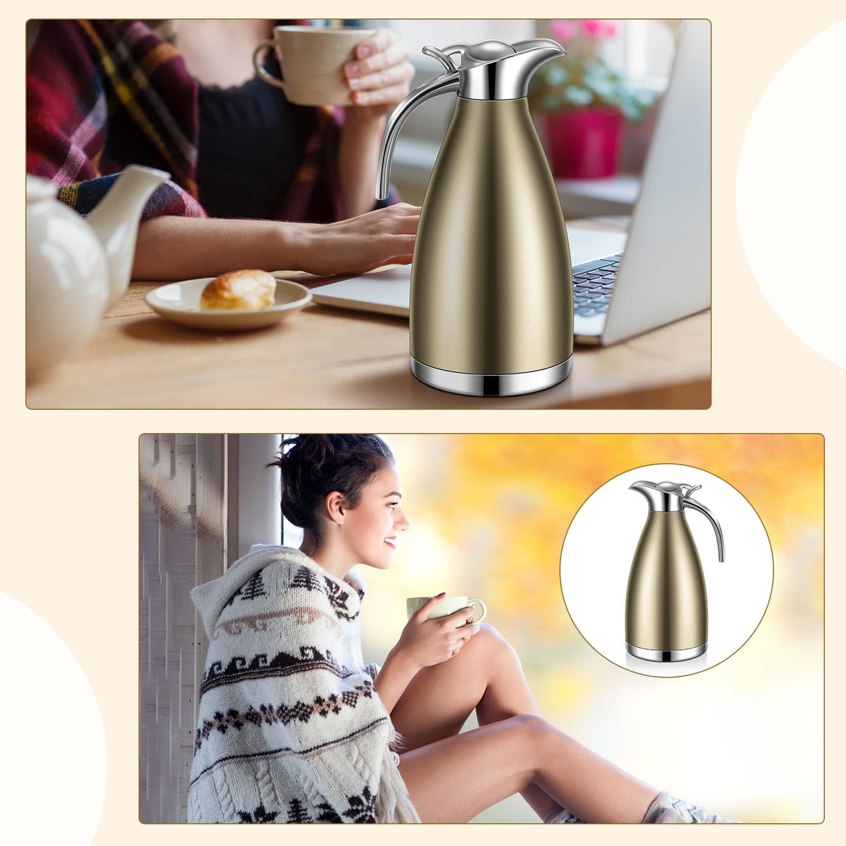 2 Pcs 68oz Thermal Coffee Carafe for Keeping Hot (2 Count)