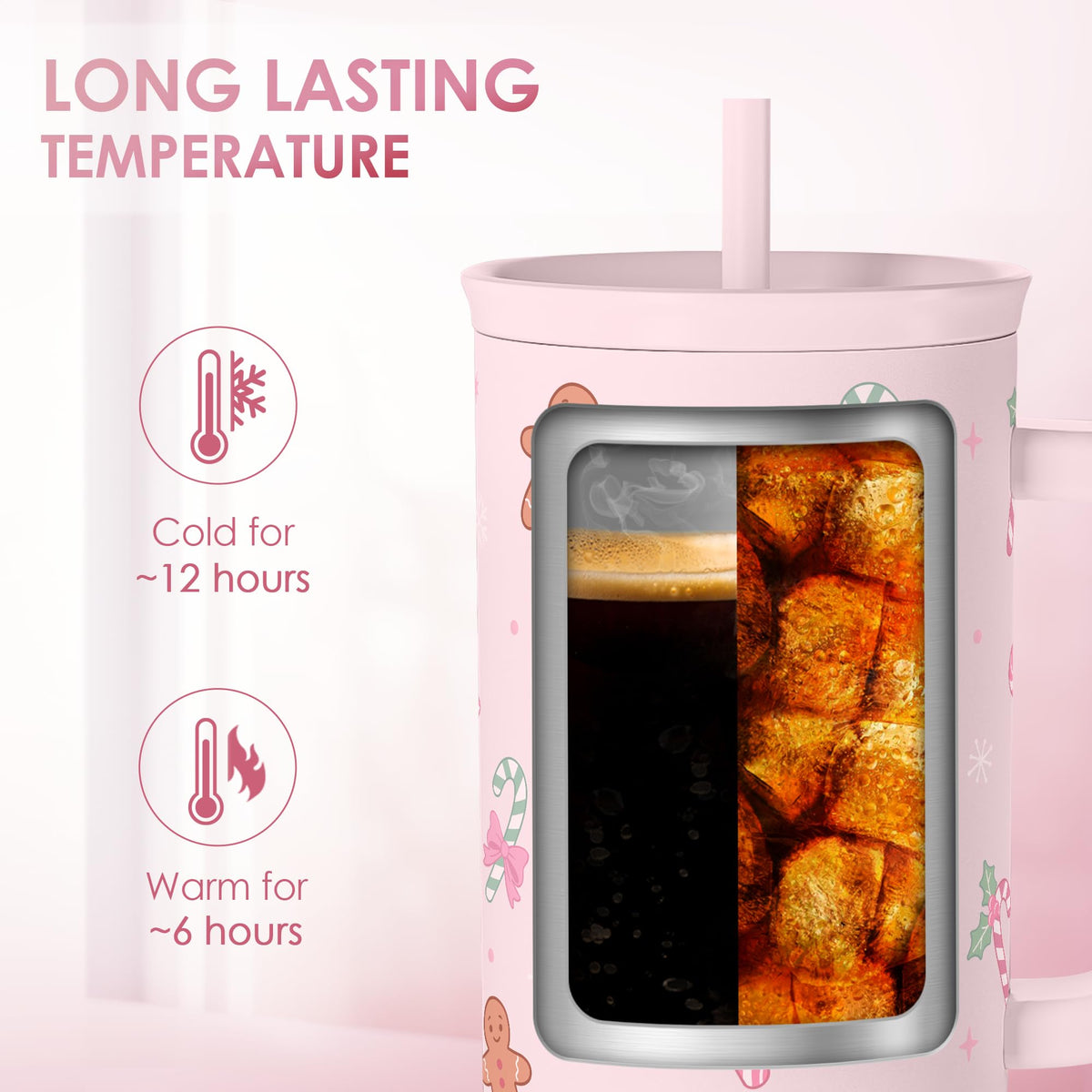 Christmas Theme 40oz Slider Tumbler with Handle and Straw