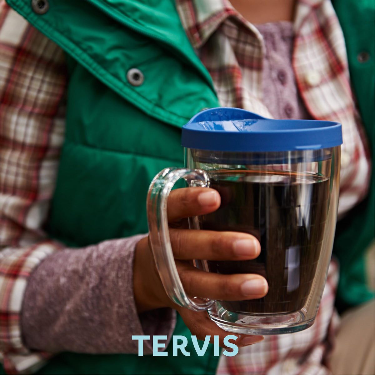 Clear & Colorful Tabletop Made in USA Double Walled Insulated Tumbler Travel Cup Keeps Drinks Cold & Hot