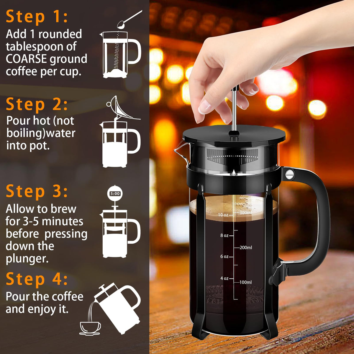 French Press Coffee Maker 304 Stainless Steel Coffee Press