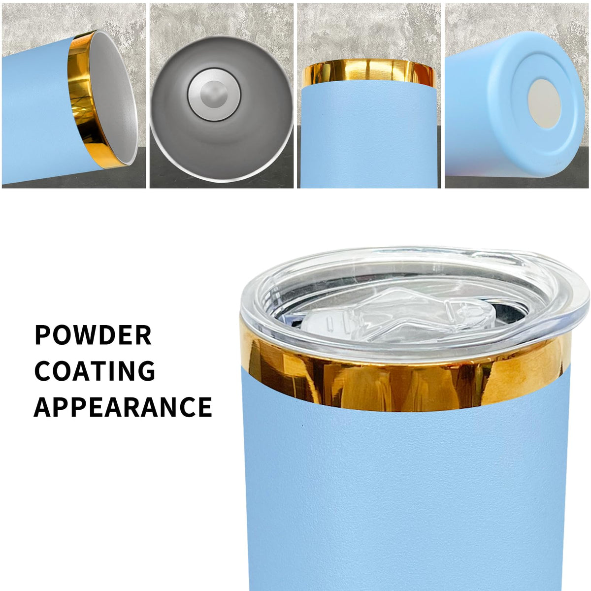 20 oz Skinny Tumblers Bulk With Lid and Straw Sky Blue (8 Count)