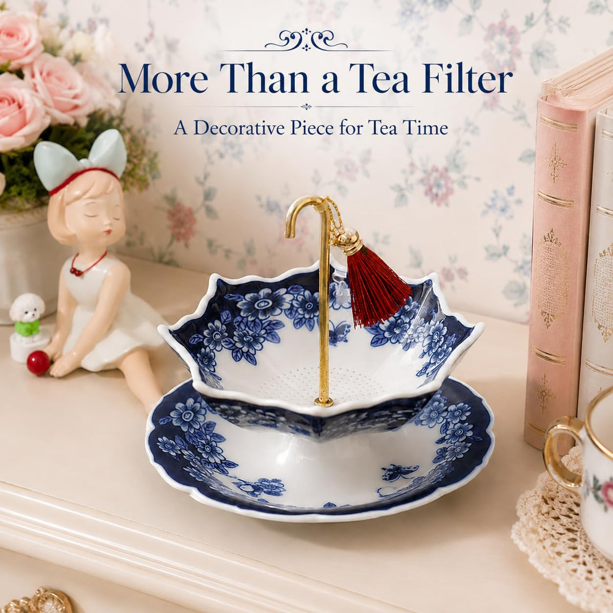 Ceramic Umbrella Tea Strainer for Loose Leaf Tea