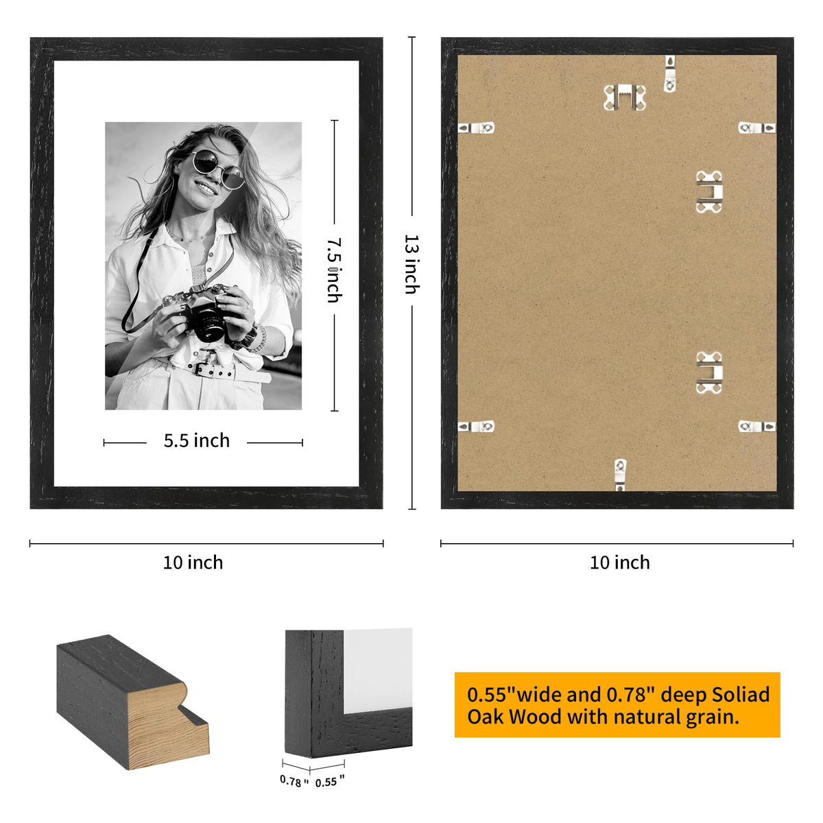9x12 Solid Oak Wood Picture Frame
