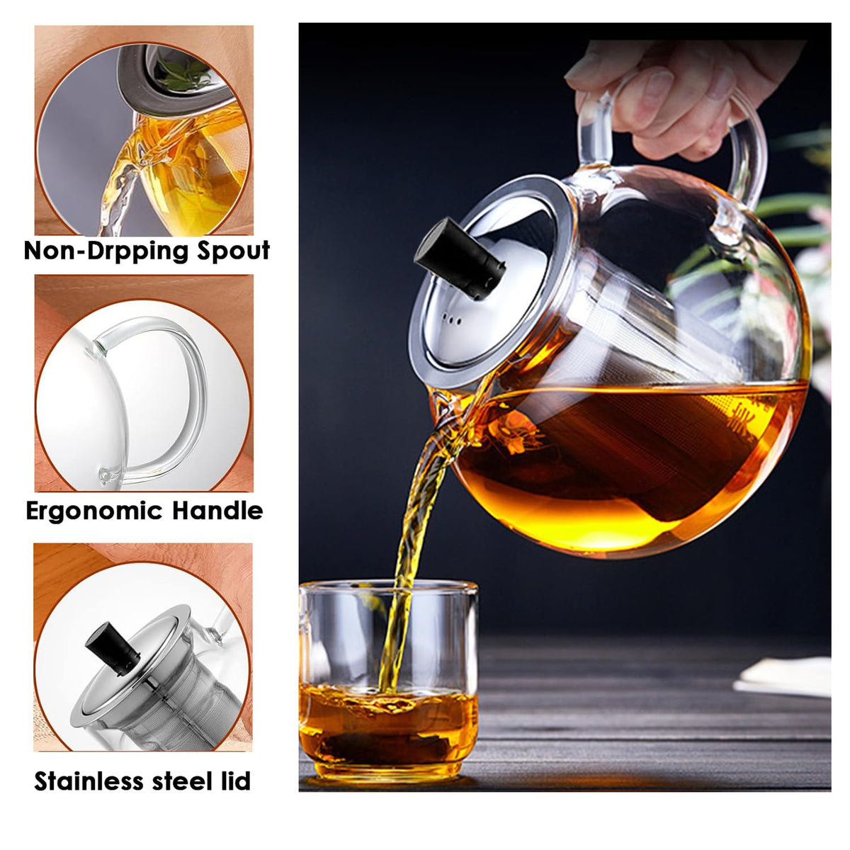 Glass Teapot with Removable Infuser 950ml