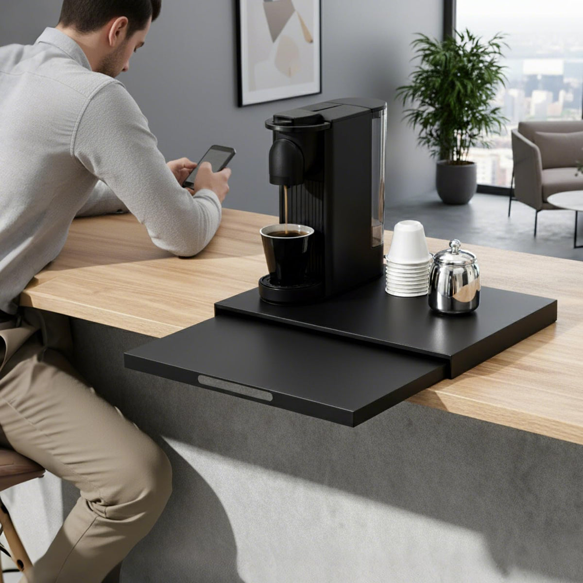 Steel Microwave Stand with Pull