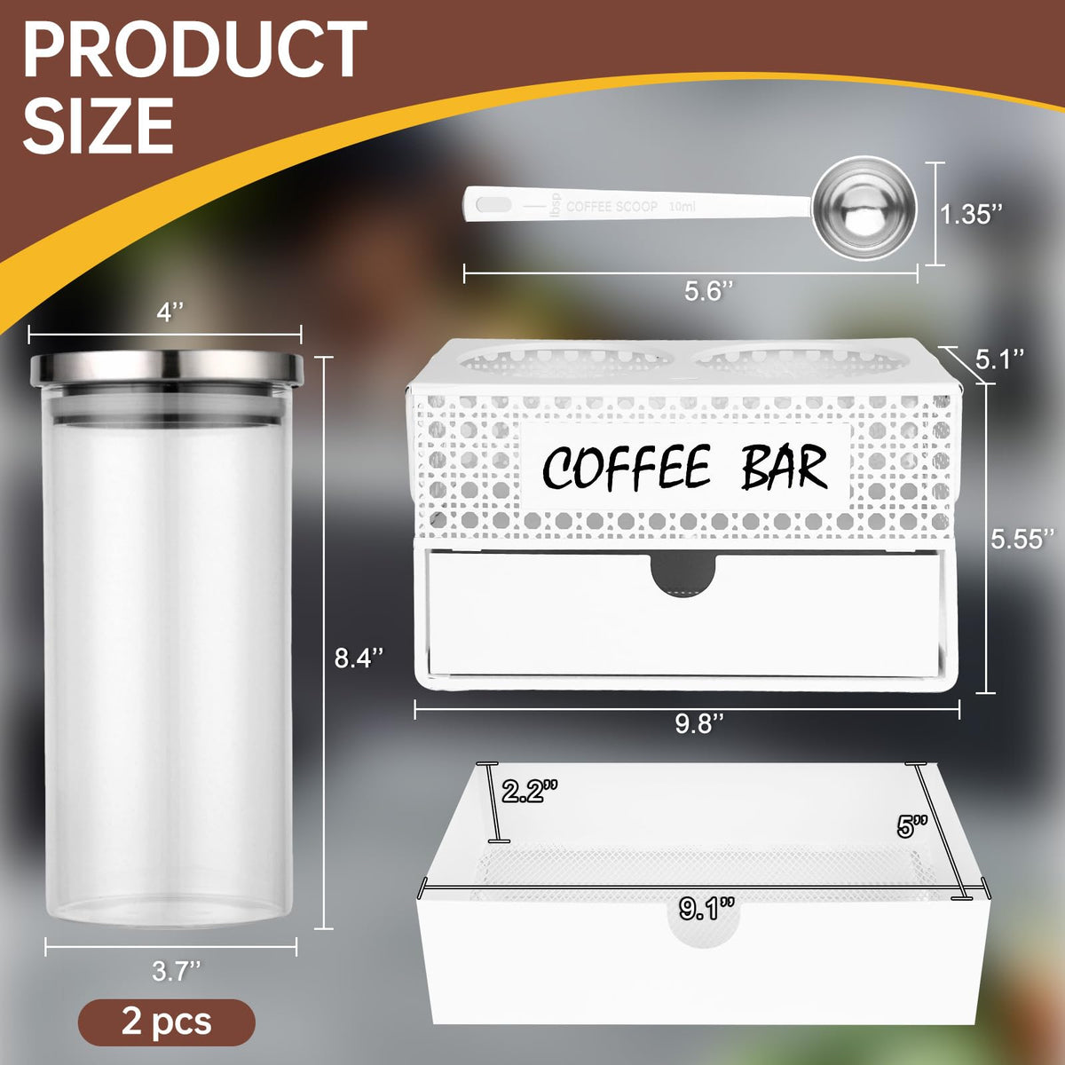 Glass Coffee Container with Shelf
