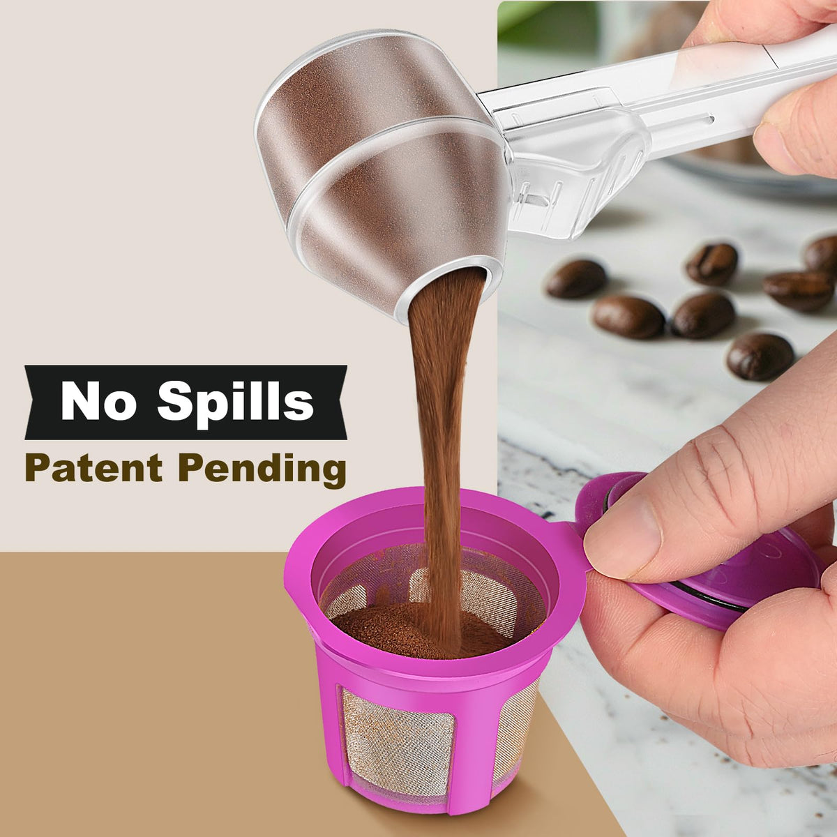 Coffee Scoop & Funnel for Reusable K Cup Refillable Coffee Pods (2 Count)