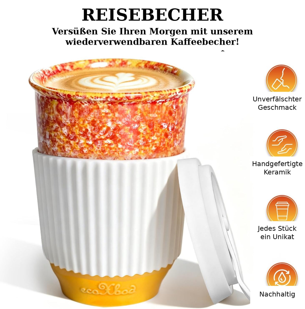 13oz Ceramic Travel Coffee Mug Set (2 Count)