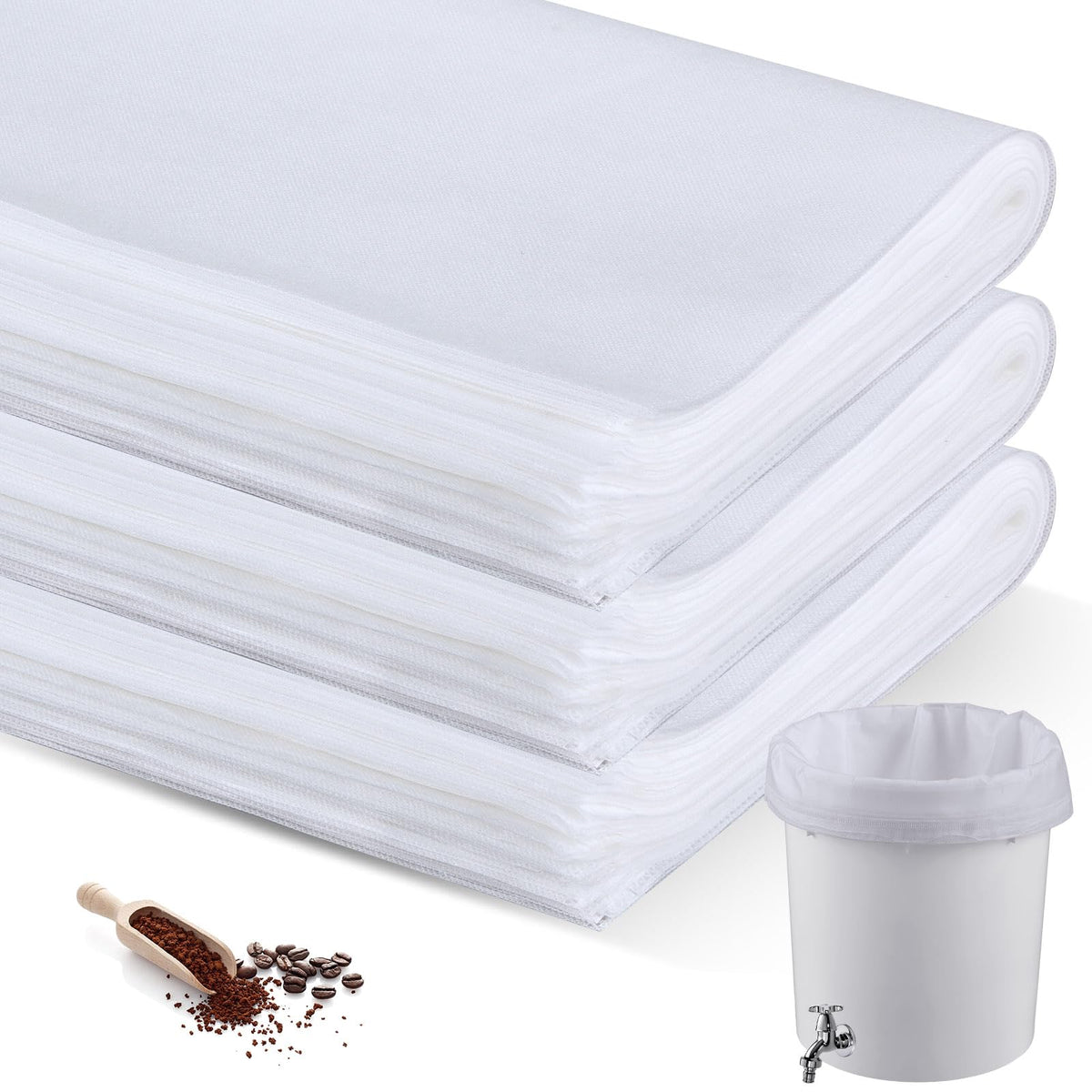 50 Pcs 20" x 20" Commercial Home Cold Brew Coffee Filter Bags with Drawstring (50 Count)