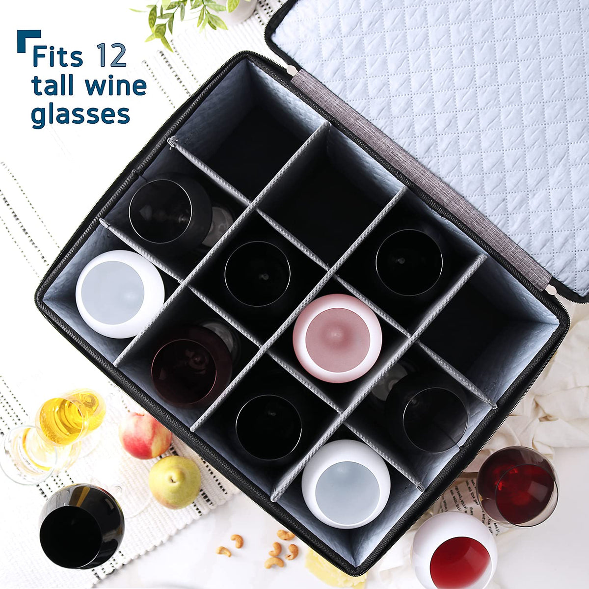 Wine Glass Storage Box with Dividers