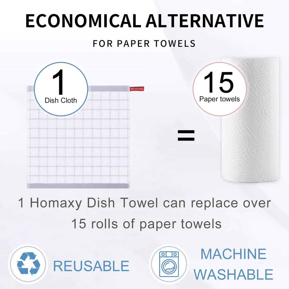 100% Cotton Terry Kitchen Dish Cloths (8 Count)