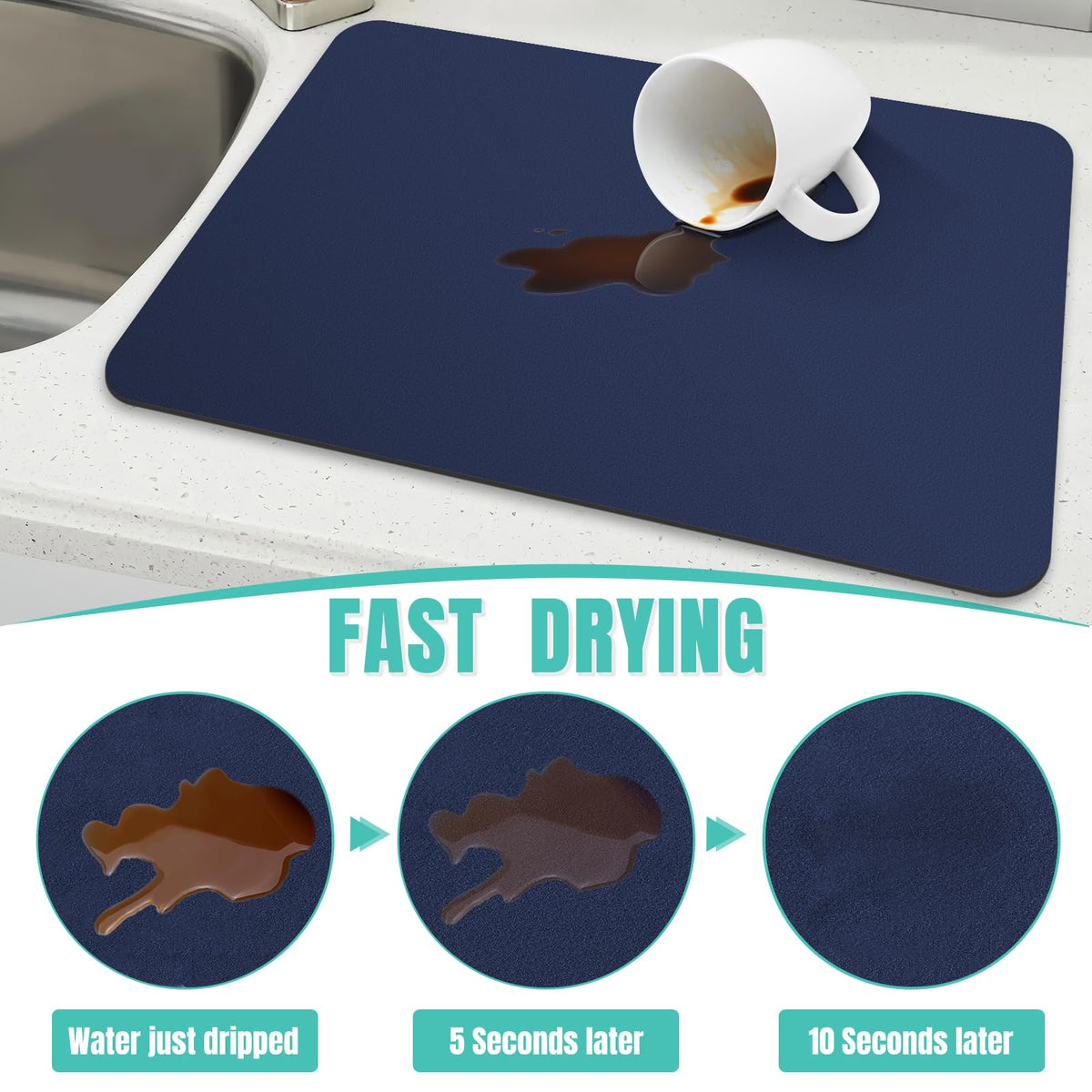Coffee Mat Super Absorbent Dish Drying Mat Coffee Bar Mat 16"x 24"