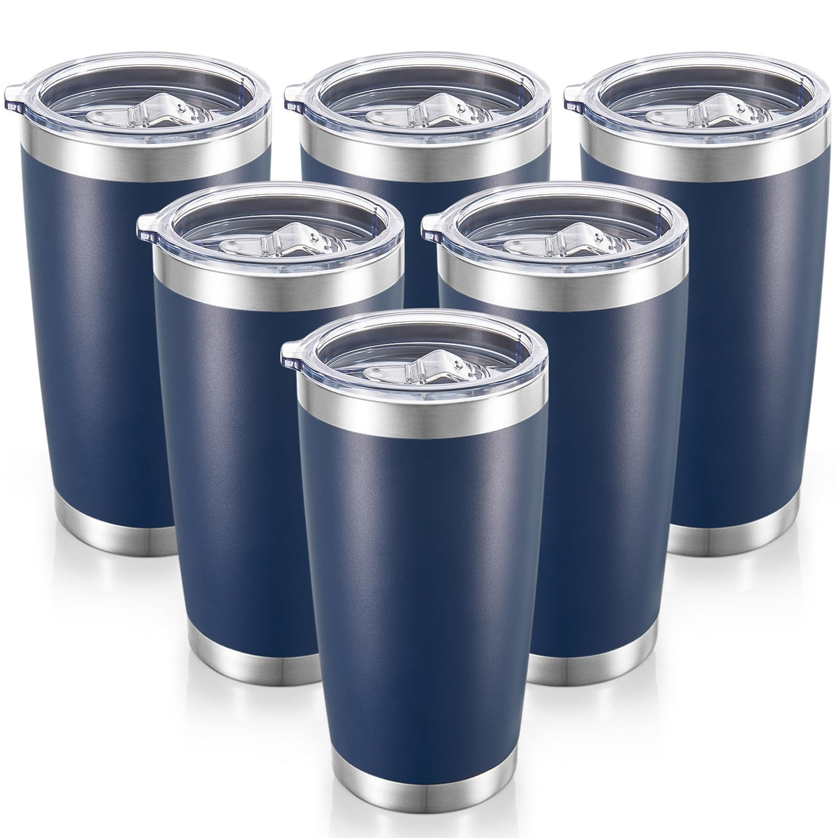 20 oz Tumblers Bulk Stainless Steel Tumbler with Lid Double Wall Vacuum Insulated Coffee Mug 20oz Powder Coated Cup for Hot and Cold Drinks (6 Count)