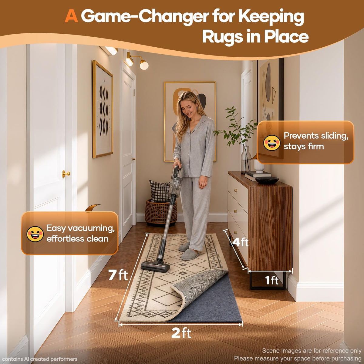 Non Slip Cushioned Rug Pad Gripper (14 Sq Ft)