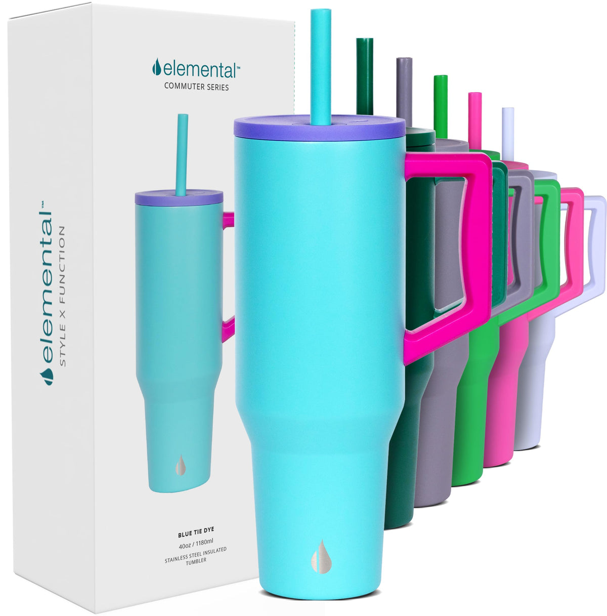 Spill Proof 40oz Insulated Tumbler with Handle & Straw Travel Mug
