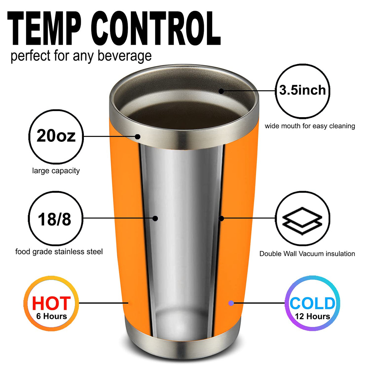 20oz Tumbler Bulk Double Wall Vacuum Insulated Travel Mug (4 Count)