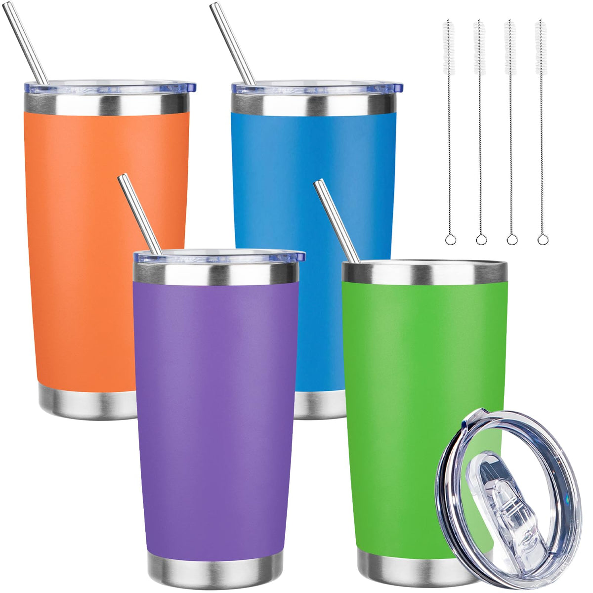 20 oz Tumbler with Lids and Straws (4 Count)