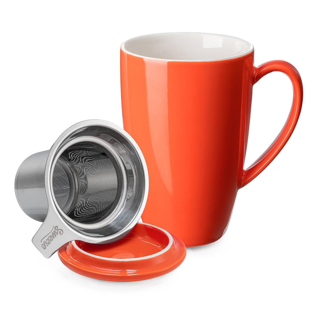 15oz Porcelain Tea Mug with Infuser and Lid