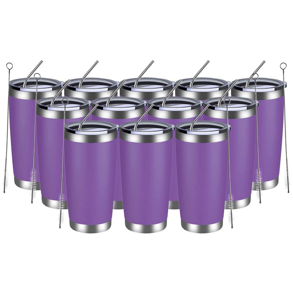 20oz Tumbler 12 Pack Double Wall Vacuum Insulated Travel Mug Bulk (12 Count)