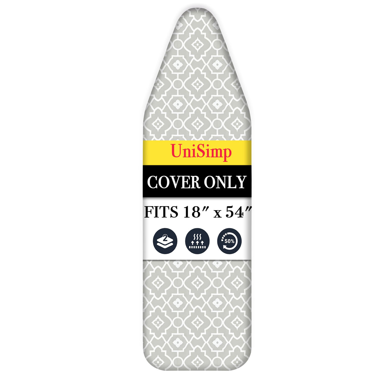 Ironing Board Cover and Pad 18"x54" Extra Thick Natural Cotton Scorch & Stain Resistant Iron Board Cover Extra large Iron Board Cover with Fasteners Heavy Duty Heatproof Elastic Edge Geometric