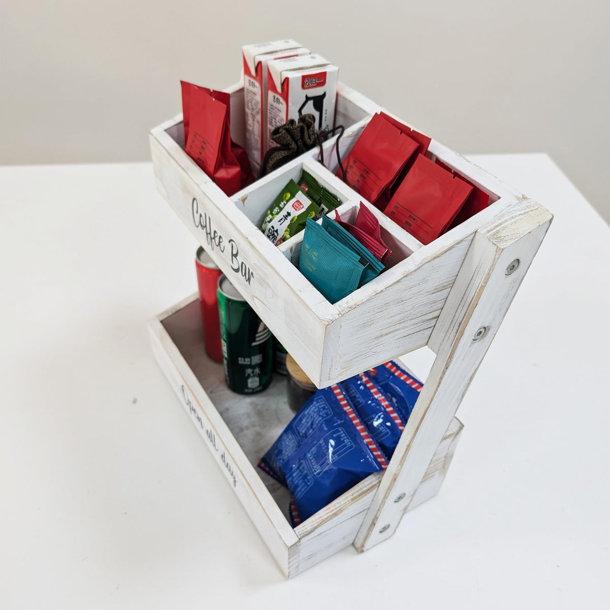 White Coffee Bar Accessories Organizer and Storage
